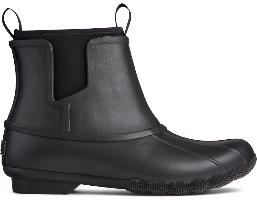Sperry Saltwater Chelsea Rain Boots - Women's Boots - Black/Black [CY5073642] Sperry Top Sider Irela